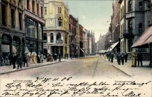 Ak Düsseldorf am Rhein, Blick in die Schadowstraße, Passanten