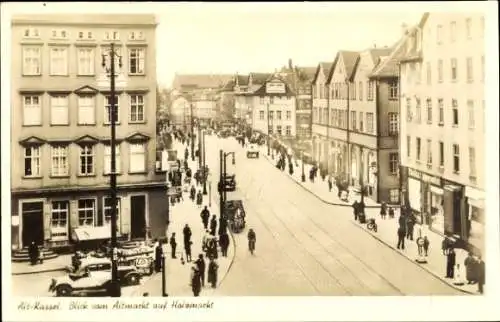 Ak Kassel in Hessen, Blick vom Altmarkt auf Holzmarkt, Rheika Lebensmittel, Gasthaus Peter, Bank