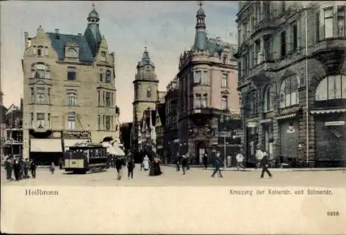 Ak Heilbronn am Neckar, Kreuzung der Kaiserstraße und Sülmer Straße