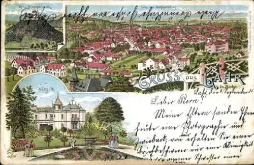 Litho Lahr im Schwarzwald Baden, Panorama, Stadtpark