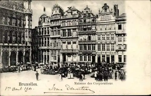 Ak Brüssel Brüssel, Maisons des Corporations, Place de l’Hotel de Ville