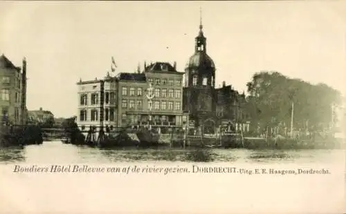 Ak Dordrecht Südholland Niederlande, Boudiers Hotel Bellevue, vom Fluss aus gesehen