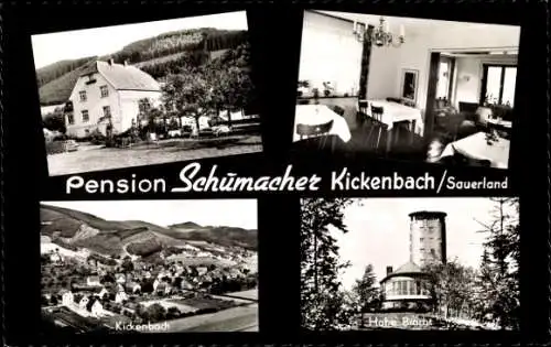 Ak Kickenbach Lennestadt im Sauerland, Totalansicht, Pension Schumacher, Hohe Bracht