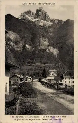 Ak Saint Martin sur Arve Haute Savoie, Le pont et les Aiguilles de Varens