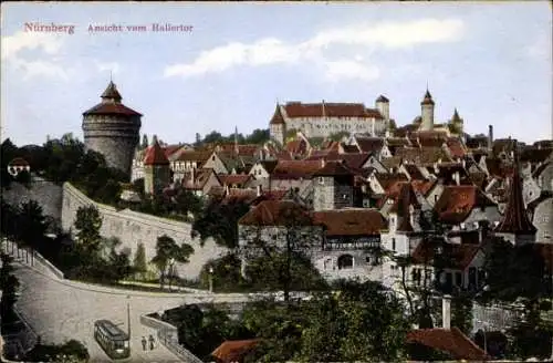 Ak Nürnberg in Mittelfranken, Teilansicht, Blick vom Hallertor