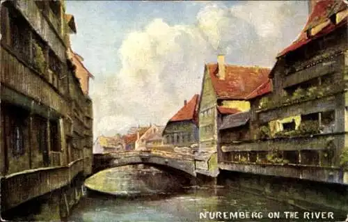 Ak Nürnberg in Mittelfranken, Fluss, Brücke