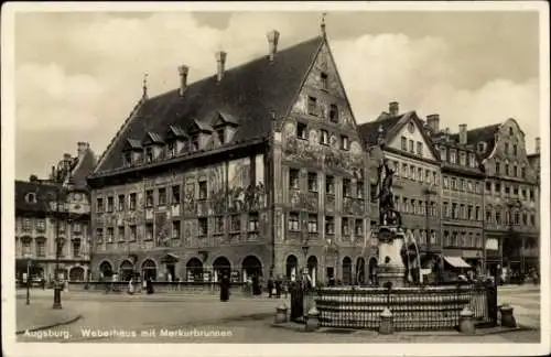 Ak Augsburg in Schwaben, Weberhaus, Merkurbrunnen