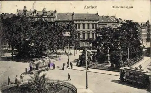 Ak Aachen Nordrhein Westfalen, Hansemannplatz, Straßenbahn