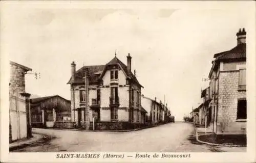 Ak Saint Masmes Marne, Route de Bazancourt