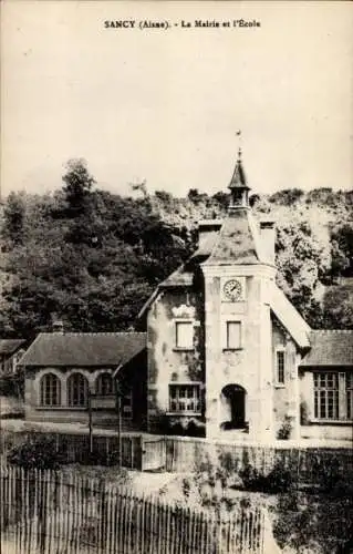 Ak Sancy les Cheminots Aisne, Mairie, Ecole