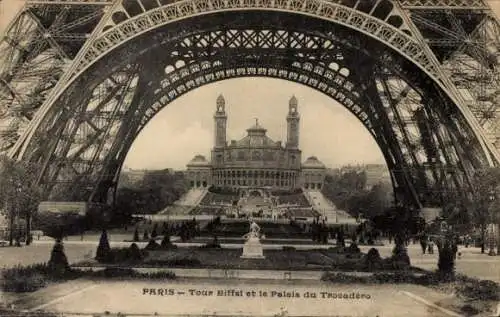 Ak Paris VII, Der Eiffelturm, Eiffelturm, Palais du Trocadero