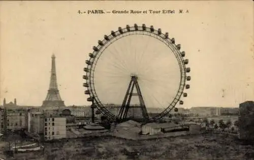 Ak Paris VII, Der Eiffelturm, Eiffelturm, Riesenrad