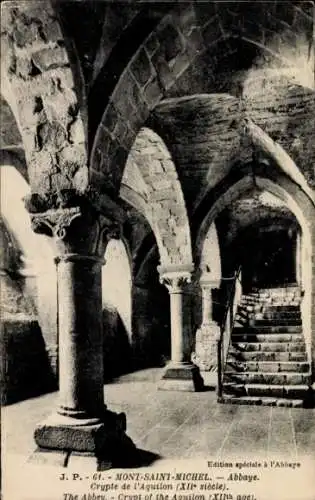 Ak Le Mont Saint Michel Manche, Abtei, Krypta des Wetterlichts