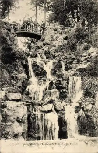 Ak Rennes Ille et Vilaine, Wasserfall Jardin des Plantes