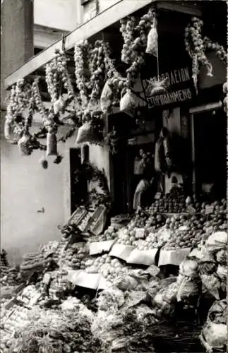 Foto Ak Korfu Griechenland, Marktstand, Früchte, Gemüse