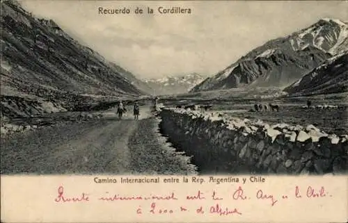 Ak Argentinien, Cordillera, Camino internacional, Chile