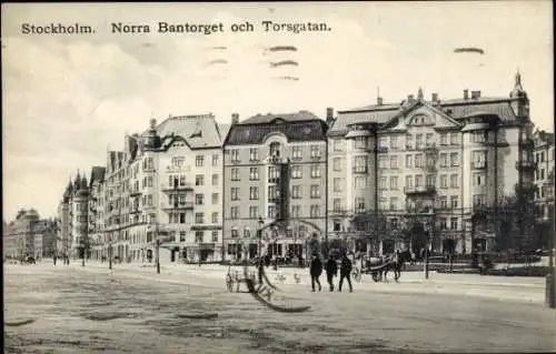 Ak Stockholm Schweden, Norra Bantorget och Torsgatan