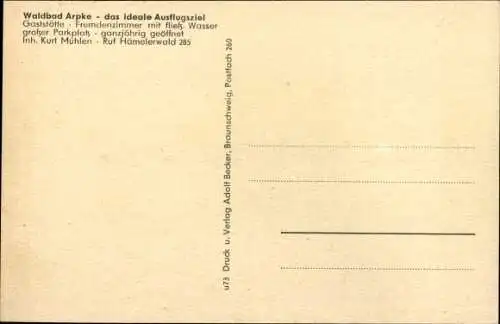 Ak Arpke Lehrte in Niedersachsen, Waldbad mit Waldklause