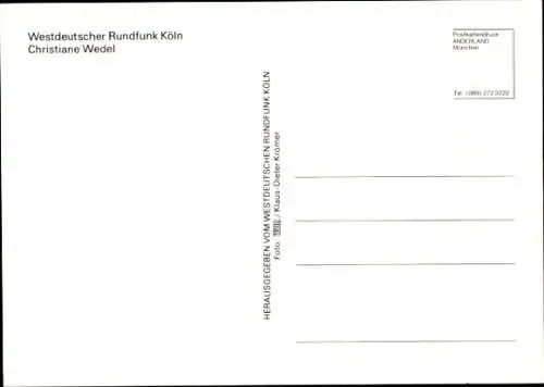 Ak Schauspielerin Christina Wedel, Portrait, Autogramm