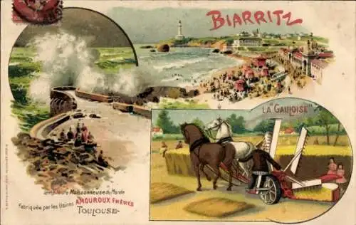 Litho Biarritz Pyrénées Atlantiques, Reklame, Amouroux Freres, Toulouse, la Gauloise