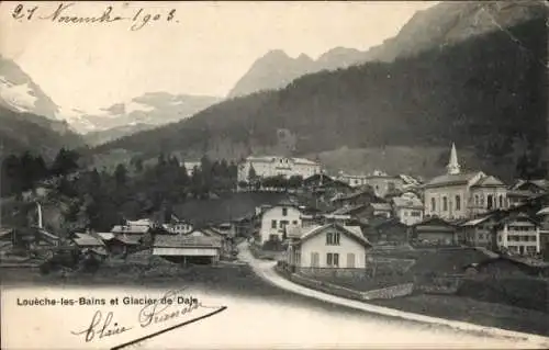 Ak Leuk Loèche Loueche Village Kanton Wallis, Panorama, Gletscher