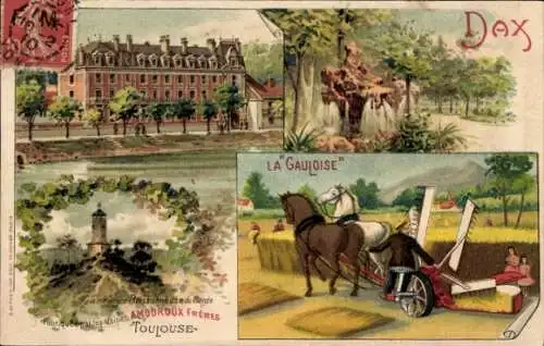 Litho Dax Landes, Reklame, Moissonneuse La Gauloise, Usines Amouroux Freres, Toulouse