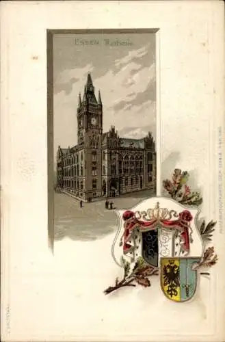 Präge Wappen Litho Essen im Ruhrgebiet, Rathaus