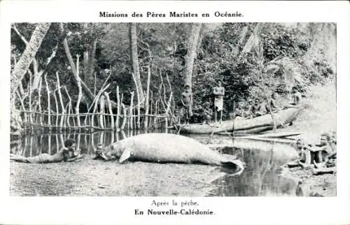 Ak Neukaledonien, Nach dem Fischfang, Missionen der Maristenväter in Ozeanien