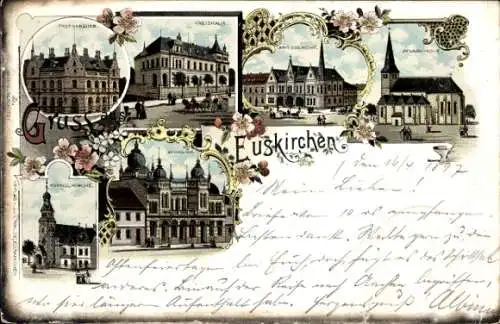 Judaika Litho Euskirchen Nordrhein Westfalen, Synagoge, Postgebäude, Kreishaus, Amtsgericht