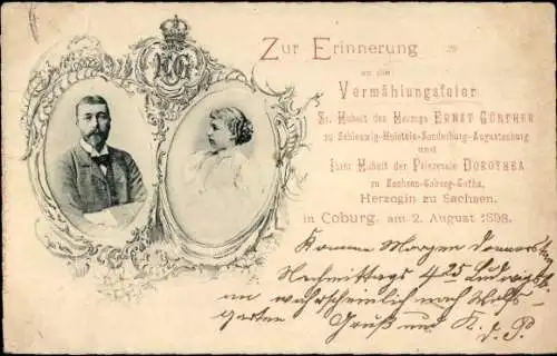 Ak Herzog Ernst Günther zu Schleswig-Holstein, Prinzessin Dorothea zu Sachsen-Coburg-Gotha