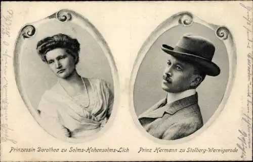 Ak Prinzessin Dorothea zu Solms-Hohensolms-Lich, Prinz Hermann zu Stolberg-Wernigerode