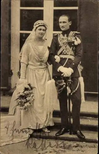 Ak Hochzeit, Ingeborg Alix von Oldenburg, Stephan Prinz zu Schaumburg-Lippe, Autogramm