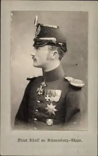 Präge Ak Adolf, Fürst zu Schaumburg-Lippe, Portrait in Uniform, Orden