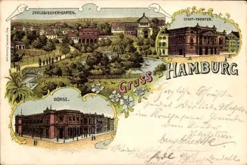 Ak Hamburg Mitte Altstadt, zoologischer garten, Stadt-Theater, Börse