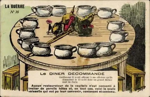 Ak Le Diner Decommande, Wilhelm II. bekräftigt vor seinen Offizieren...