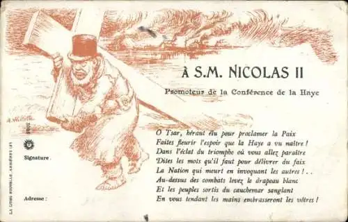 Künstler CPA Willette, A., Präsident Krüger trägt ein Kreuz, Nikolaus II.