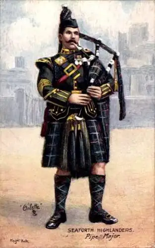 Künstler Ak Seaforth Highlanders, Pipe Major