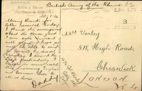 Ak Köln am Rhein, Hochwasser 1920, Dampfer