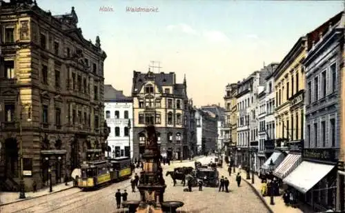 Ak Köln am Rhein, Weidmarkt, Denkmal, Straßenbahn