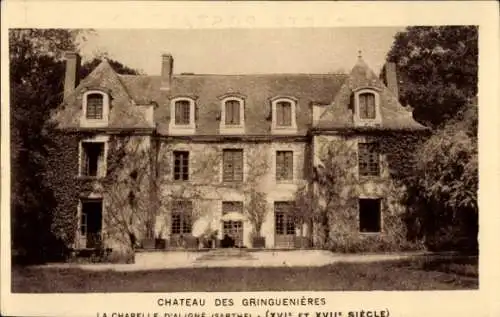 Ak La Chapelle d'Aligne Sarthe, Château des Gringuenières