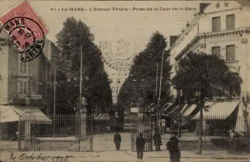 Ak Le Mans Sarthe, Avenue Thiers, aufgenommen vom Cour de la Gare