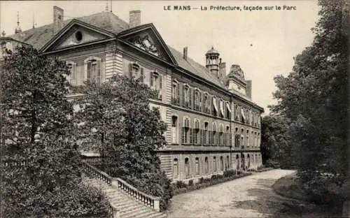 Ak Le Mans Sarthe, Präfektur, Fassade des Parks