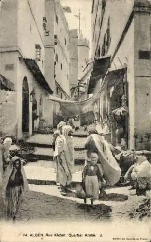 Ak Alger Algerien, Rue Kléber, Arabisches Viertel, Ladenstraße