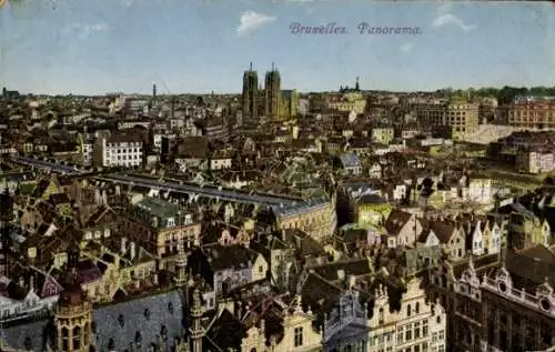 Ak Bruxelles Brüssel, Panorama, Blick vom Turm des Stadthauses, Sankt Hubert Galerie