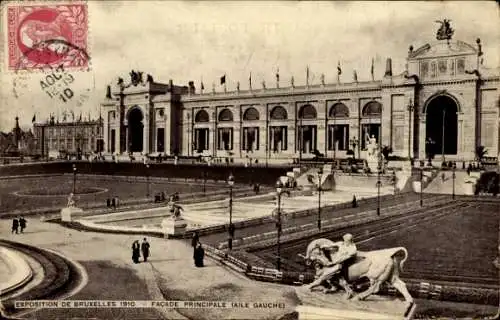 Ak Bruxelles Brüssel, Brüsseler Ausstellung 1910, Hauptfassade, linker Flügel