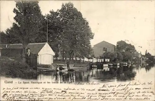 Ak Gent Gent Ostflandern, Wassersport und die Ufer der Leie