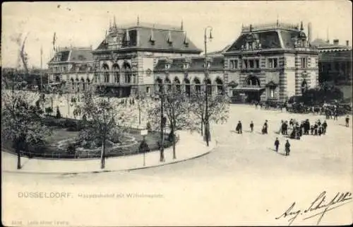 Ak Düsseldorf am Rhein, Hauptbahnhof, Wilhelmsplatz