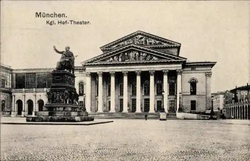 Ak München, Kgl. Hoftheater, Max Joseph-Monument