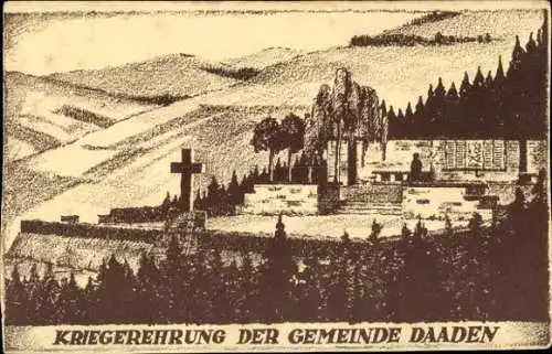 Ak Daaden im Westerwald, Kriegerehrung, Zeichnung von Ernst Krumm