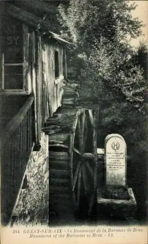 Ak Grésy sur Aix Savoie, Le Monument de la Baronne de Broc